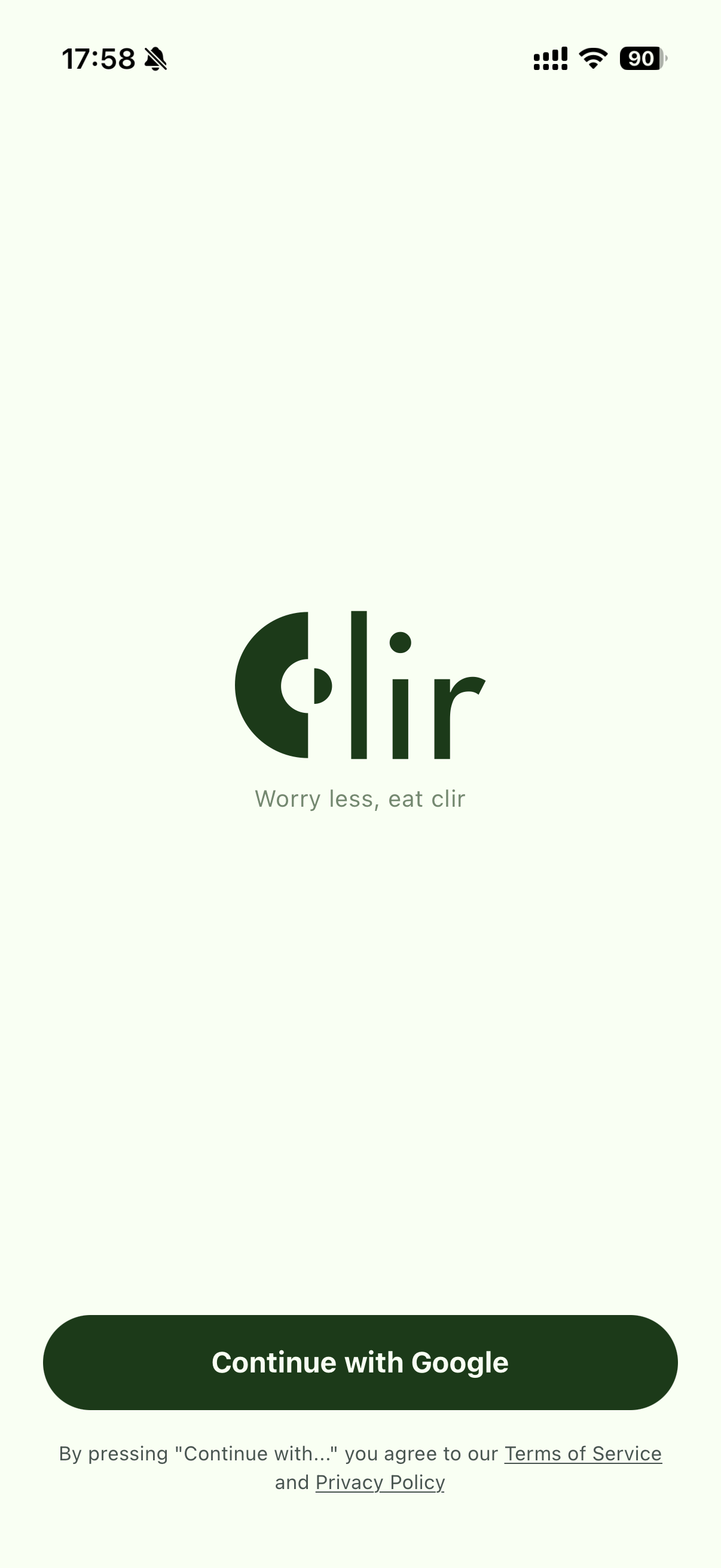 CLIR login screen