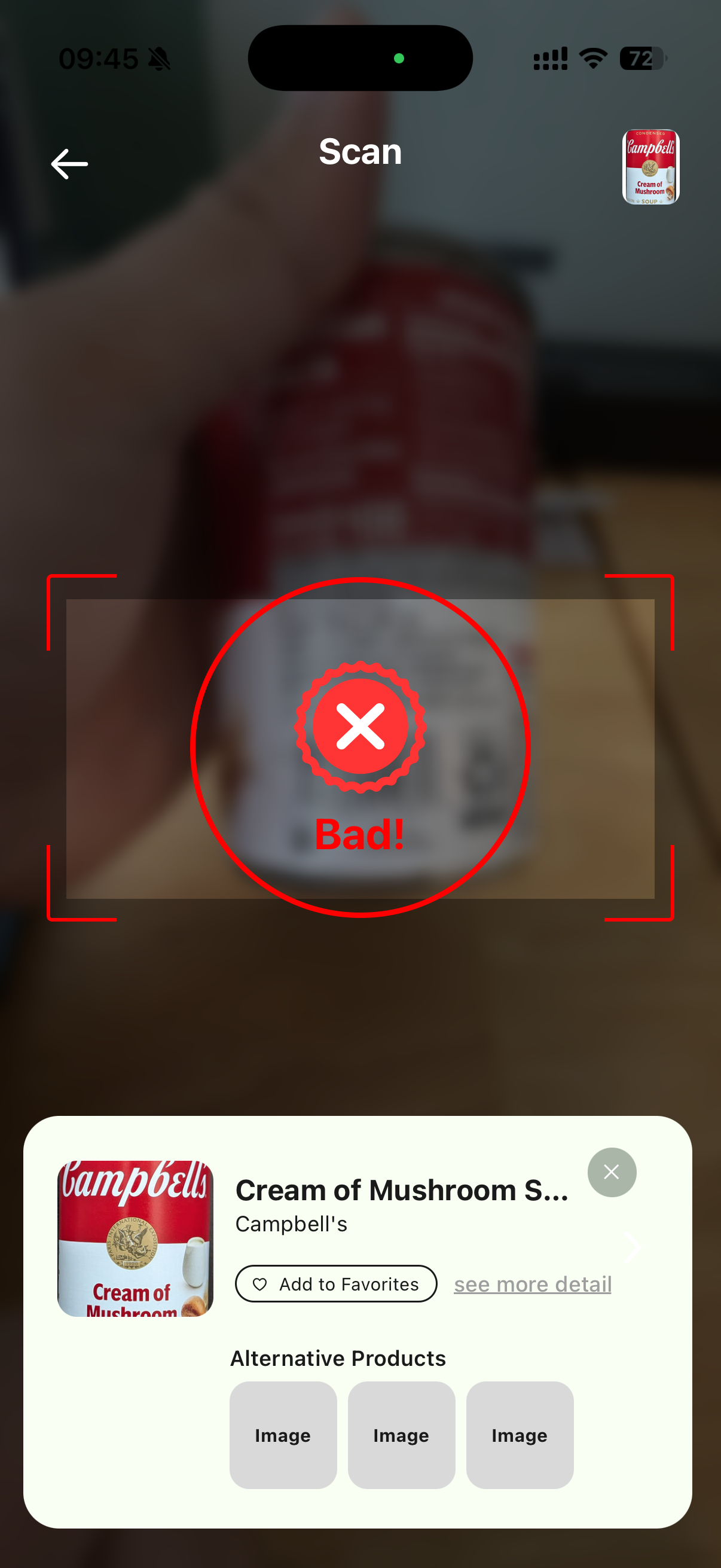 CLIR scan result screen